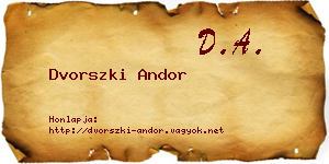 Dvorszki Andor névjegykártya
