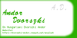 andor dvorszki business card